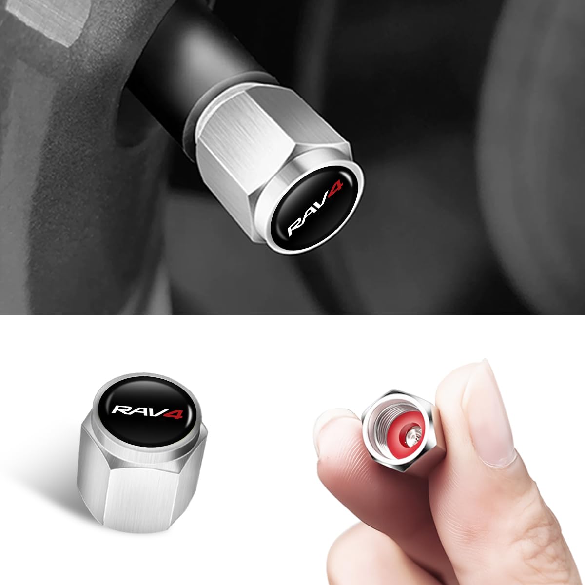 

RAV4 Dedicated Air Valve Cap, Car Tire Valve, Tire Valve Replacement, Car Exterior Parts, RAV4 срібний