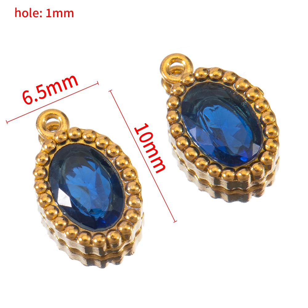 10pcs Shiny Crystal Waterdrop Charms Stainless Steel Colorful Oval Pendants for Necklace Earrings DIY Cloth Jewelry Making Bulk