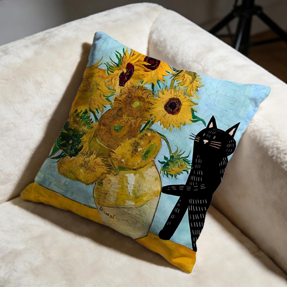 Hot VVincent Van Goghed Cushion Cover Soft Decorative Pillow Case Suitable for Bedroom Sofa Car Travel Use