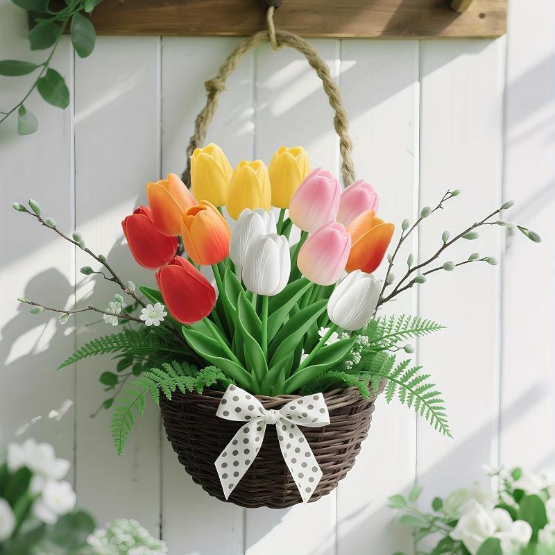 10Pcs Spring Wedding & Mother's Day Tulips, Multicolor PU Stem for Centerpiece, Home Table Decor, Realistic Artificial Flowers