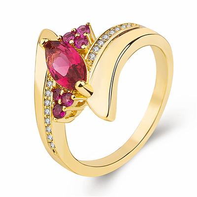 Zirconia Ring European And American Fashion Personalized Colorful Gemstone Marquise Multi -Color Ring 