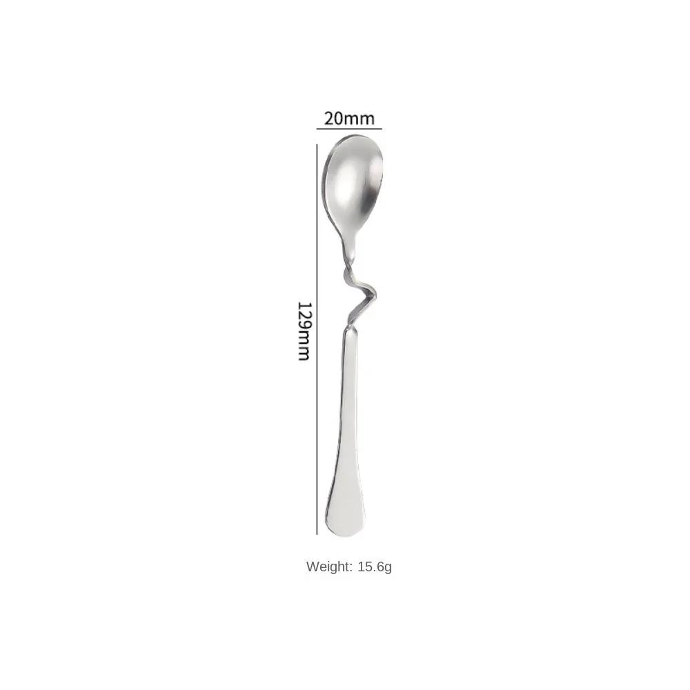 Originality Stainless Steel Teaspoon Curved Handle Twist Seasoning Ladle Long Handled Stirring Spoon