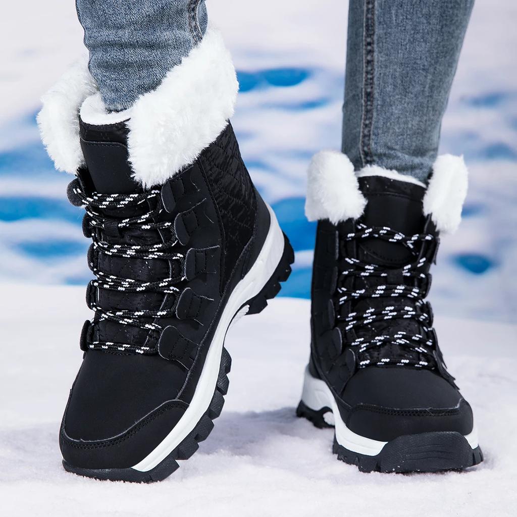 Fashion New Women Cotton Shoes Waterproof and Cold Proof Keep Warm Long Boots for Women Outdoor with Thick Velvet and Warmth Snow Boots