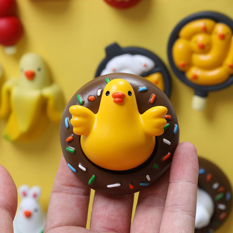 Yellow Duck Refrigerator Sticker Cartoon Cute Refrigerator Decoration Magnet Po Wall Toy Gift Cultural and Creative Products