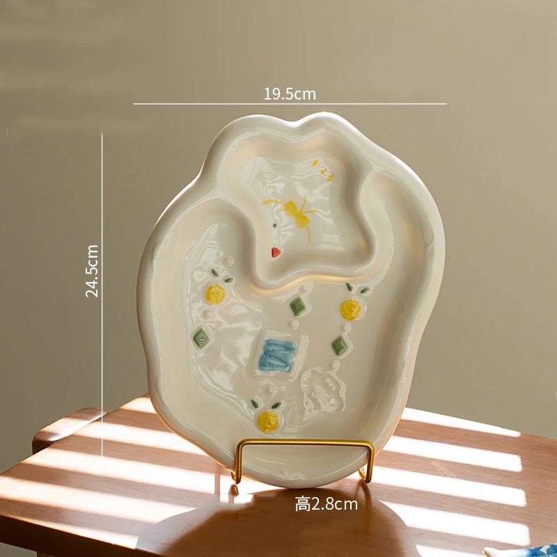 Creative Irregular Ceramic Plate Cute Cartoon Exquisite Dining Plates Afternoon Tea Dessert Fruits Plate Breakfast Salad Bowls