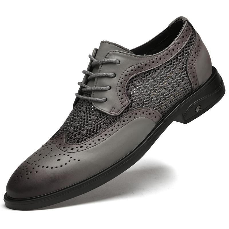Summer business dress leather shoes breathable hollow leather sandals wedding suit banquet