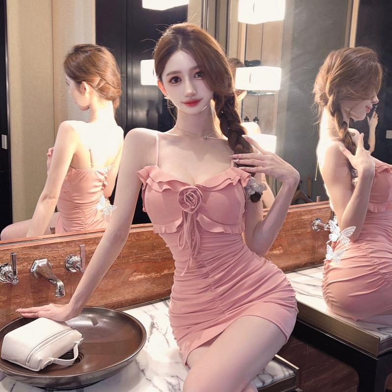 Pink Floral Patchwork Bodycon Camisole Dress - Women's Summer Nightclub Wear