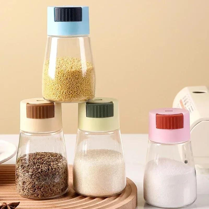 Precision Salt Control Dispenser Sealed Quantitative Seasoning Jars Press Design Spice Storage Containers for Kitchen Cooking