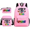 Rhythm box peripheral schoolbag sprunki cartoon starry sky backpack 3-piece set