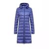 Autumn Winter Women Lightweight Down Jacket Medium Long White Duck Down Coat Removable Hood