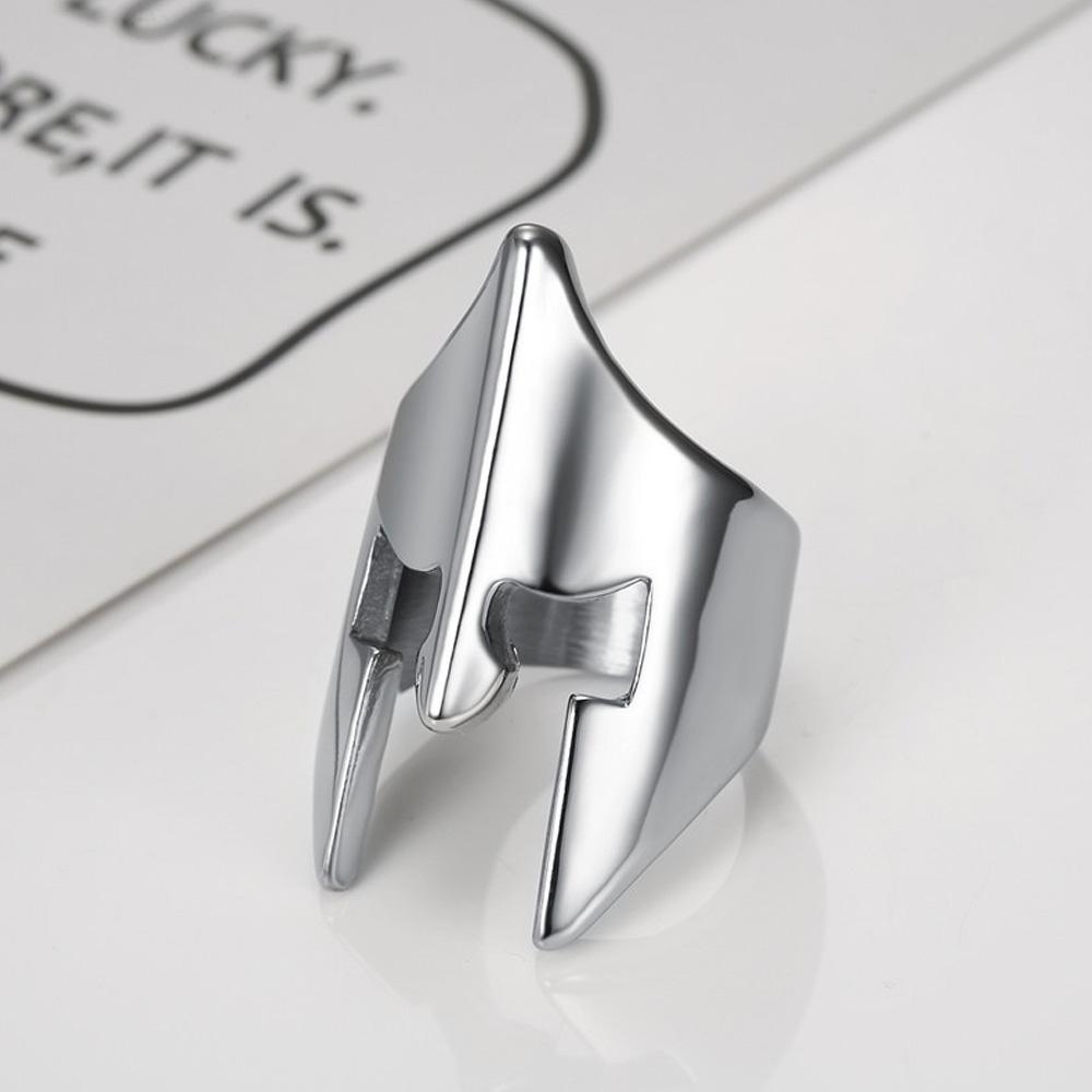 

Nordic Viking Warrior Spartan Helmet Ring Men Retro Stainless Steel Biker Jewelry Gift for Men 13 срібний