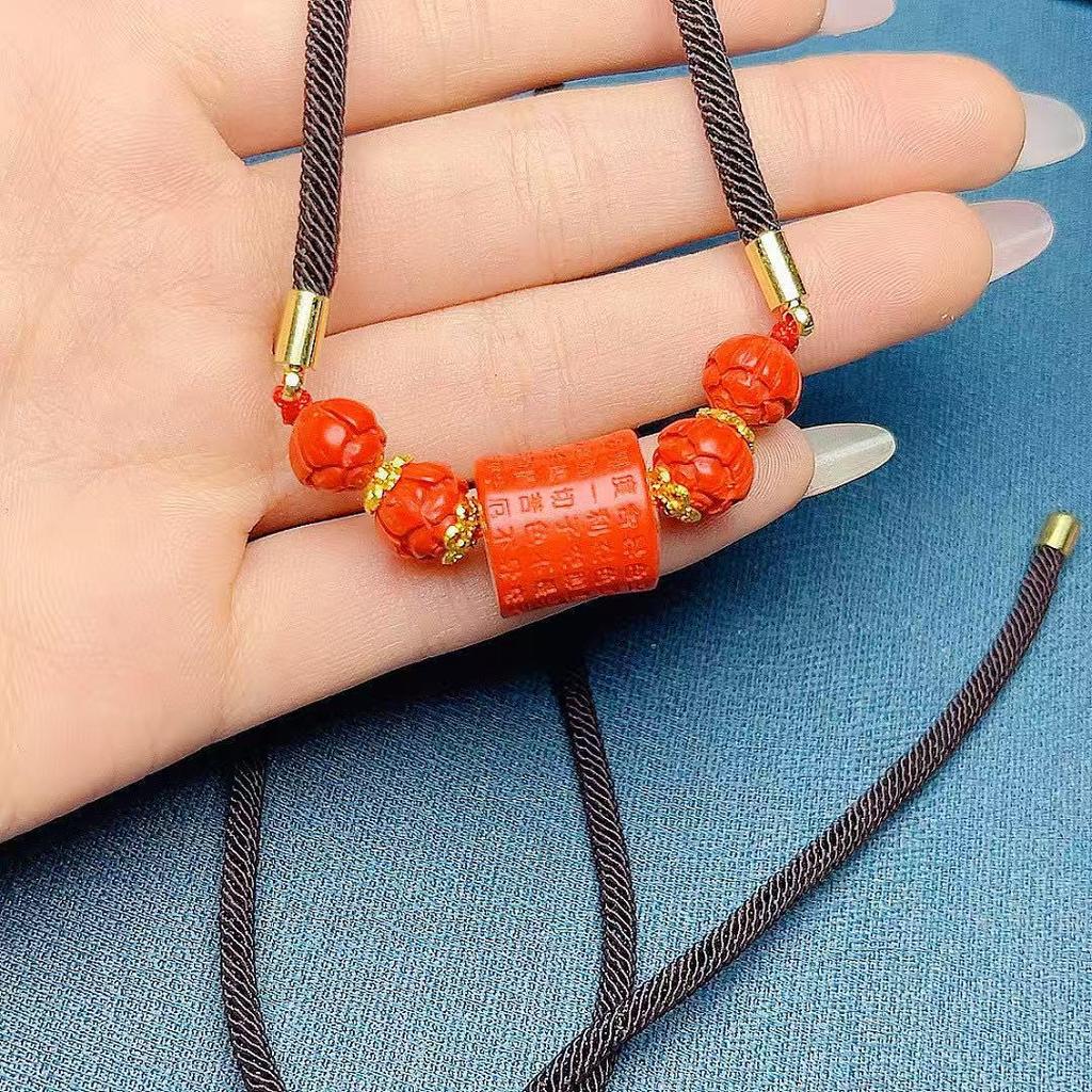 Handmade Woven Red Sand Necklace - Ethnic Style, Trendy Design, Niche Couple Accessory for Women