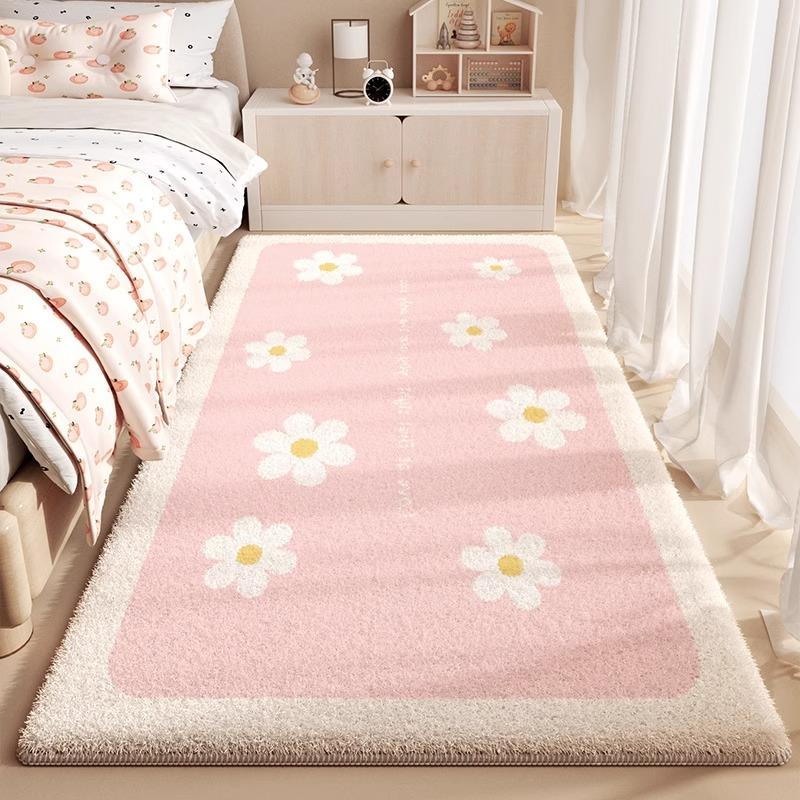 Korean Runner Rug Modern Simple Fluffy Bedside Carpet Fashion Light Luxury Ins Cream Style Home Decoration Sofa Mats  Alfombra