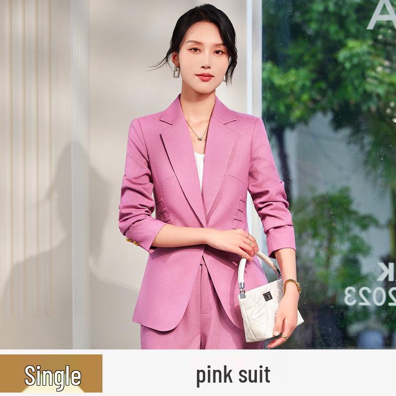 Zihong 2024 Autumn Pink Chic High-End Fashion Suit for OL Commute