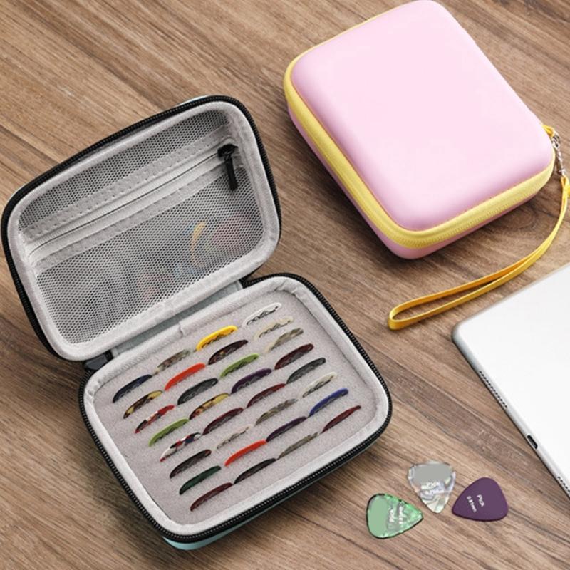 Universal Picks Pouch Storage Box Guitar Pick Holder Case Splashproof Pouch Carrying Bag with Lanyard Guitar Accessory