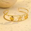 GEMCHIC Women's Ocean Breeze Summer Vacation Cuff Bracelet Stainless Steel Seashell Starfish Gold Plated Jewelry