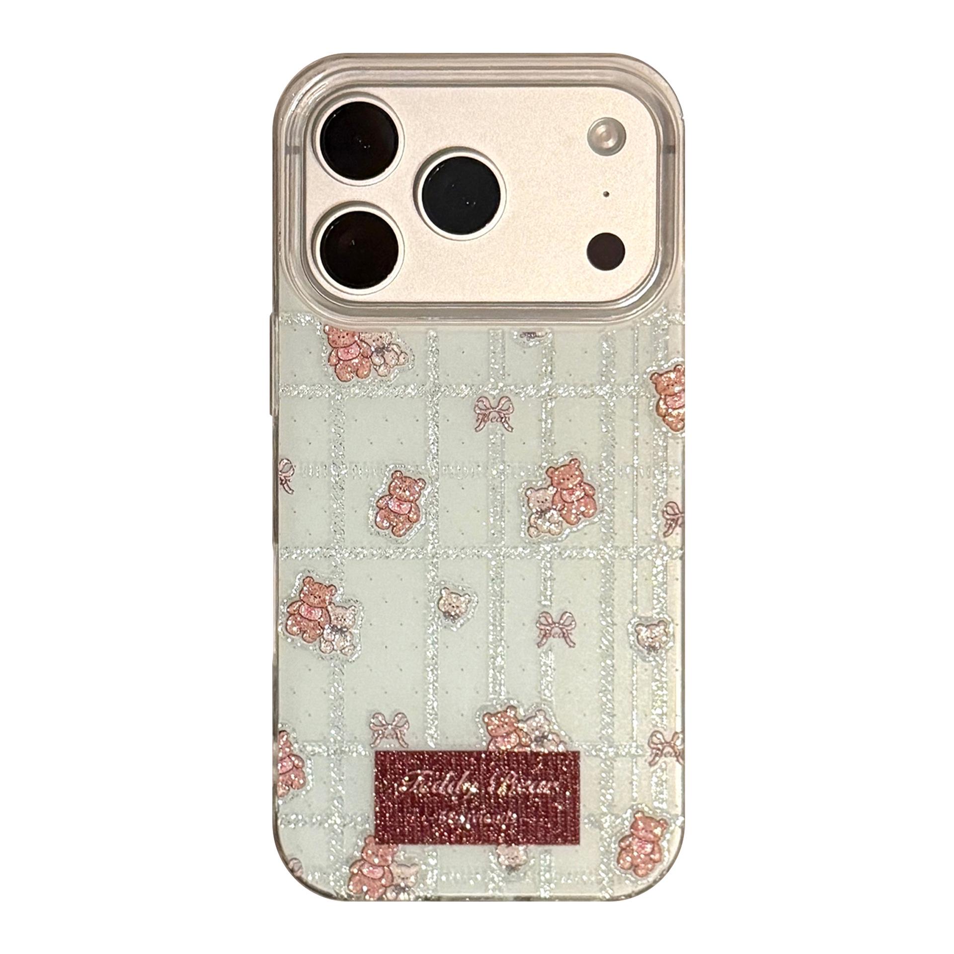 

Mint Bear Glazed IMD Series Transparent Anti-Drop Flowing Sand Case for iPhone 17 Pro Max iPhone 13 Pro Max