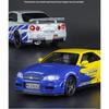 1/32 Nissan GTR34 Skyline GTR Spielzeugautomodell Druckguss-Rennminiaturmodell Sound & Licht Pull Back Collection Geschenk Kinder Junge