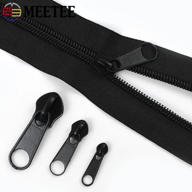 Meetee 2-5Meters 3#5#8#10# Nylon Zip By Meters + Zips Sliders Plastic Roll Zipper Bags Coat Tent Zippers Closure DIY Accessories