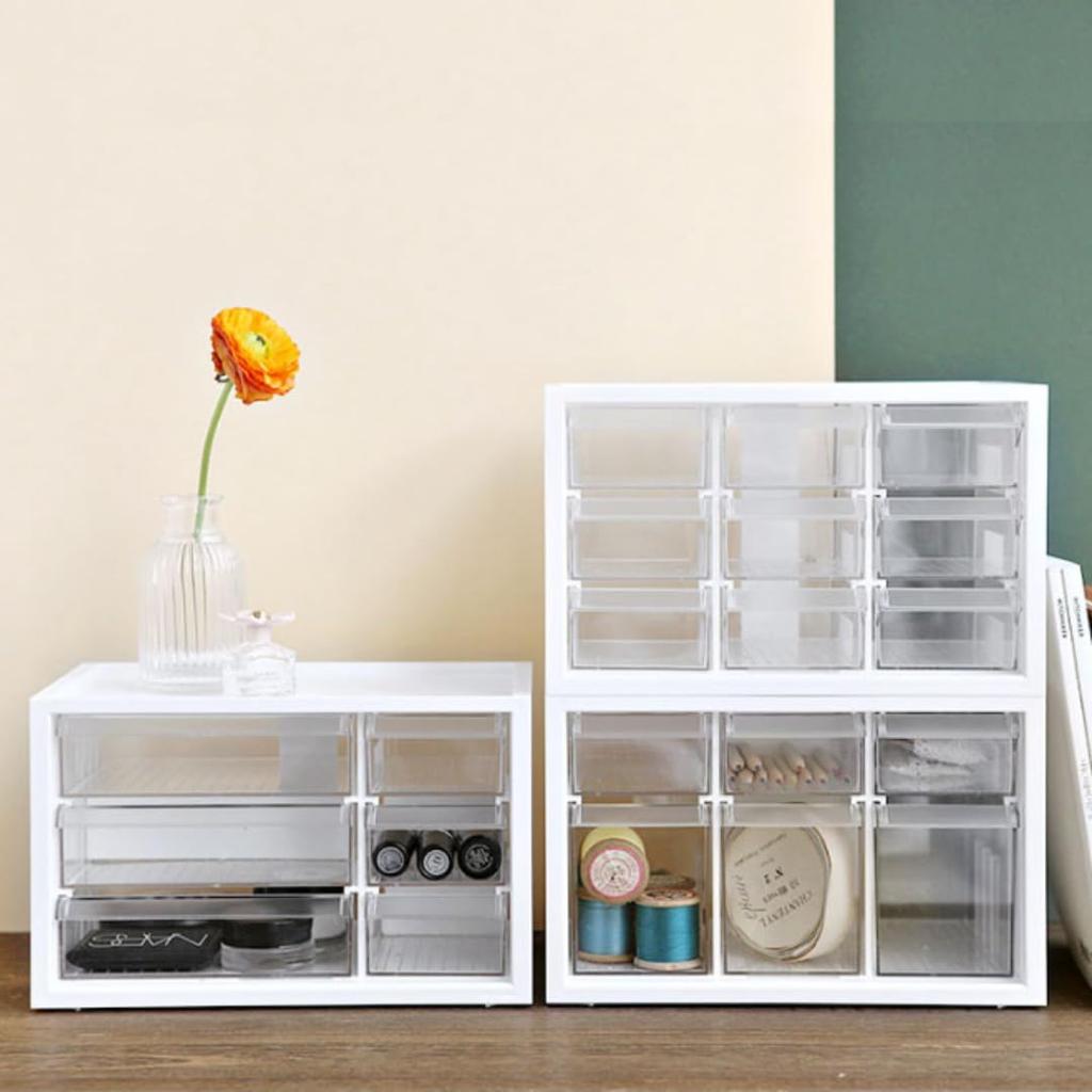 Livinbox Desktop Storage Parts for Organizing Masking Organizing Resin Craft Plastic Model Makeup Small Item White 6-Drawer Case, Cabinet, Notes,