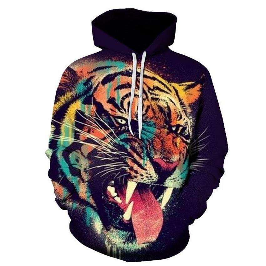 Nuova Felpa con Cappuccio da Uomo Serie Animali Digitali 3D Felpa Stampata Felpa alla Moda