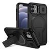 KEYSION Shockproof Magnetic Case for iPhone 11 12 Pro Max Slide Camera Lens Protect Kickstand Wireless Charging Phone Back Cover