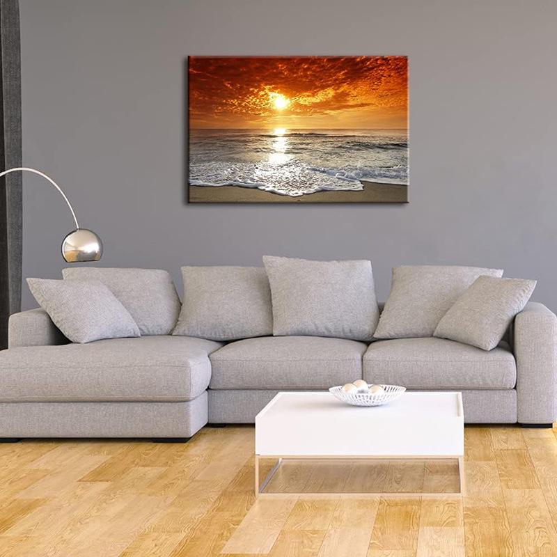 EPSON Inkjet Print Core - Seascape Sunset Ocean Beach Wave Landscape Solid Wood Frameless Painting