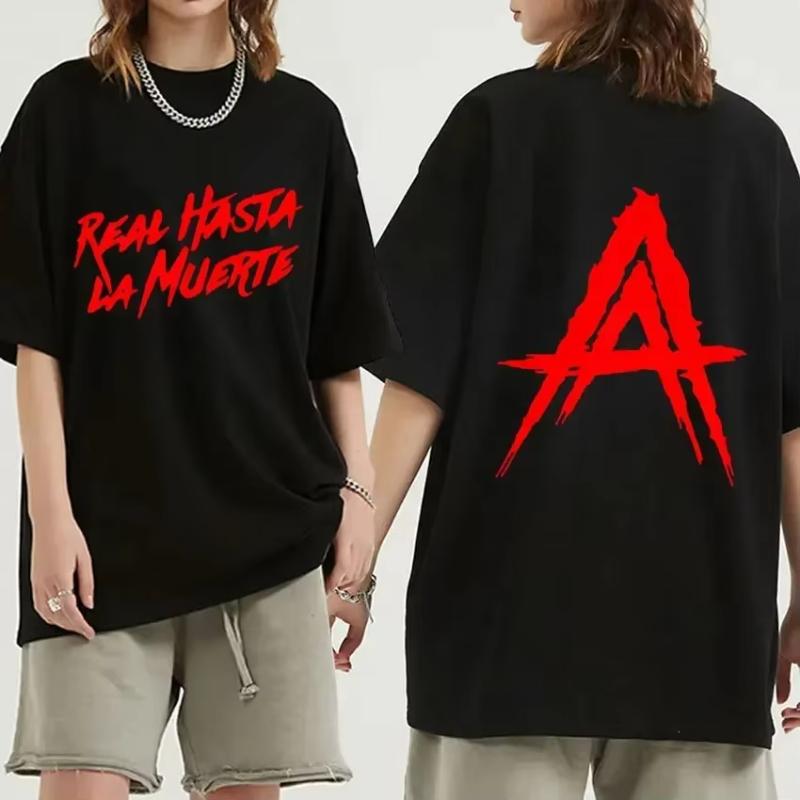 2025 Rapper Anuel AA Real Hasta La Muerte Print T-shirt Hip Hop Oversized Short Sleeve T Shirt Men Women Fashion Cotton T Shirts