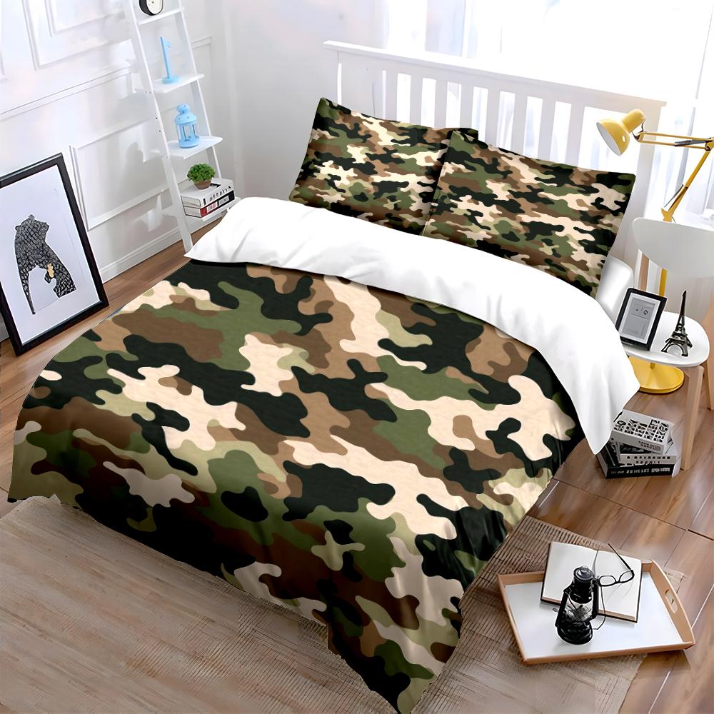 Camouflage Pattern Bedding Set 3-Piece Bedding set (1 duvet cover, 2 pillowcases, duvet not included)