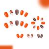 24pcs Autumn Maple Leaf Press On Nail Thanksgiving Almond Fake Nail Artificial Acrylic Nail Stick On Nail for Women