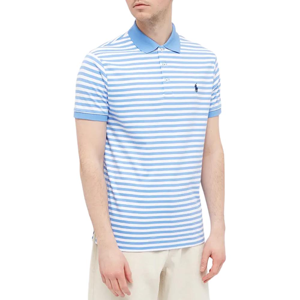 Polo Ralph Lauren SS22 Color Block Gestreiftes Logo Bestickt Kurzarm Poloshirt Herren Oberteile Blau 710830550-002