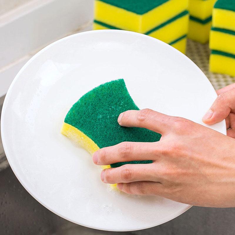 Double-Sided Kitchen Sponge Scrubber with Waist Shape, Multipurpose Dish Cleaning Pad for Tough Stains and Grime