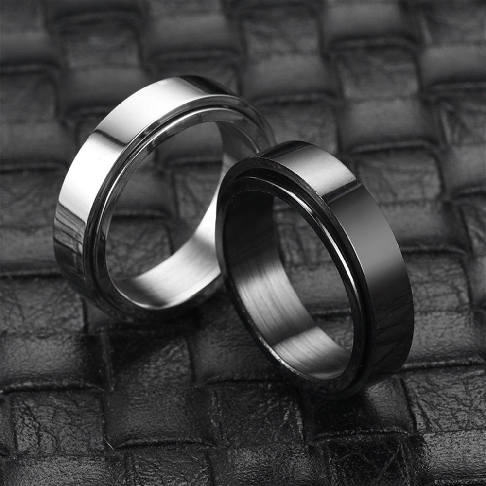 Angst Fidget Spinner Edelstahl Schwarze Ringe Einfacher Titanstahlring für Männer Frauen Hohe Qualität Anti-Stress-Schmuck