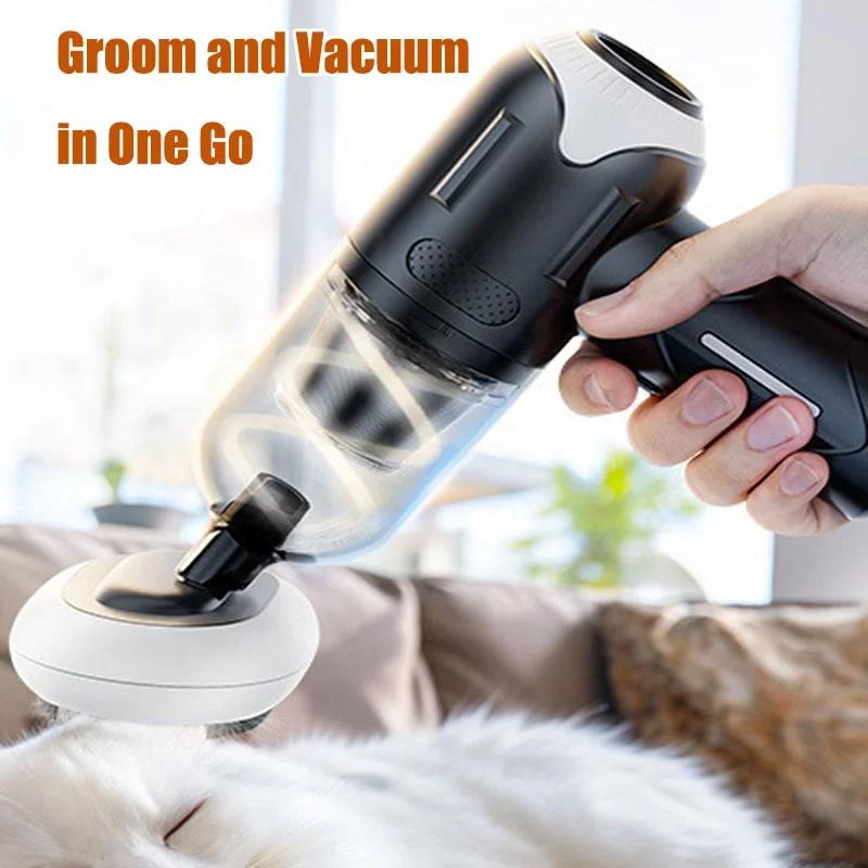 Anti-Tangle Tech Pro-Grade 39000Pa Pet Hair Vacuum Wireless Rechargeable Grooming Tool for Cats Dogs Household Car Use
