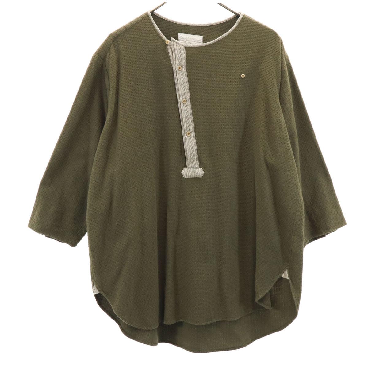 

Milok сделано в Японии рукав 7 минут SIDE H QS РУБАШКА Крой 46 оливковый Мужская Б/У