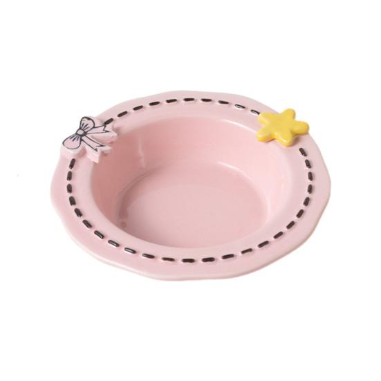 Ceramic Feeding Bowl for Dogs & Cats, Whisker Friendly Kitten Food Water Dish, Wide Shallow Pet Feeder Plate for Dry Wet Food