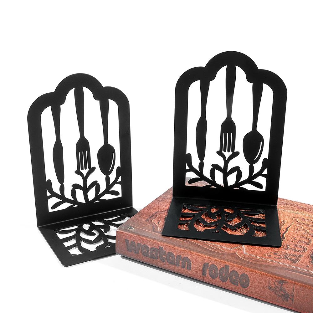 Retro Simple Cutlery Graphics Book Stand - Hollowed-out Bookshelf for Students