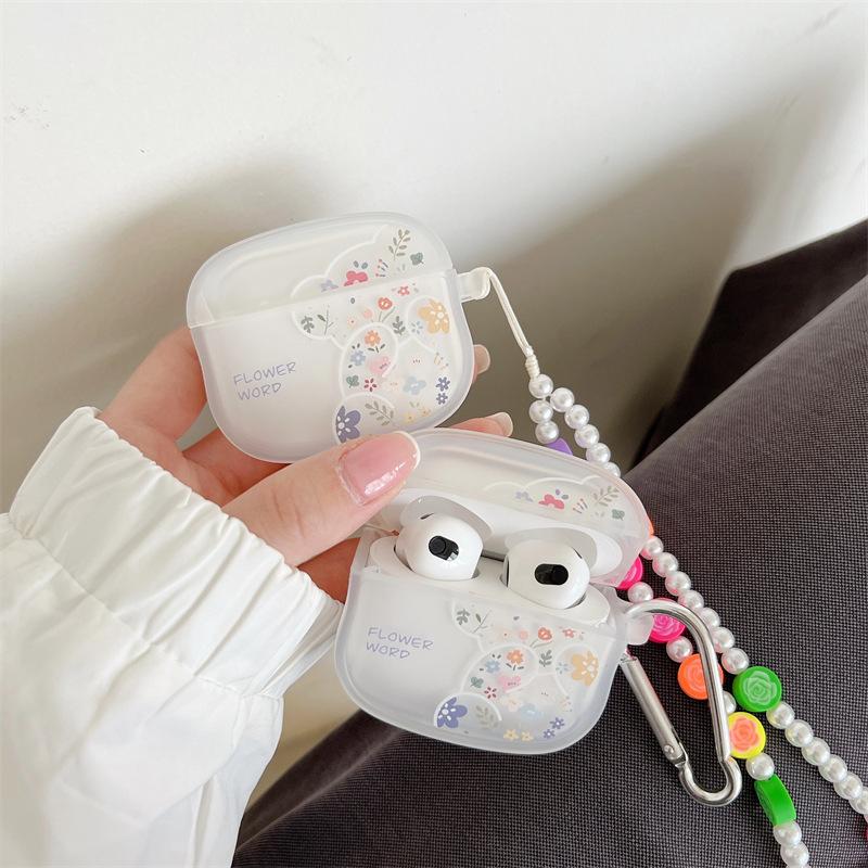 Line flower bear for AirPods pro1/1/1 generation apple bluetooth wireless headset cover cartoon soft case