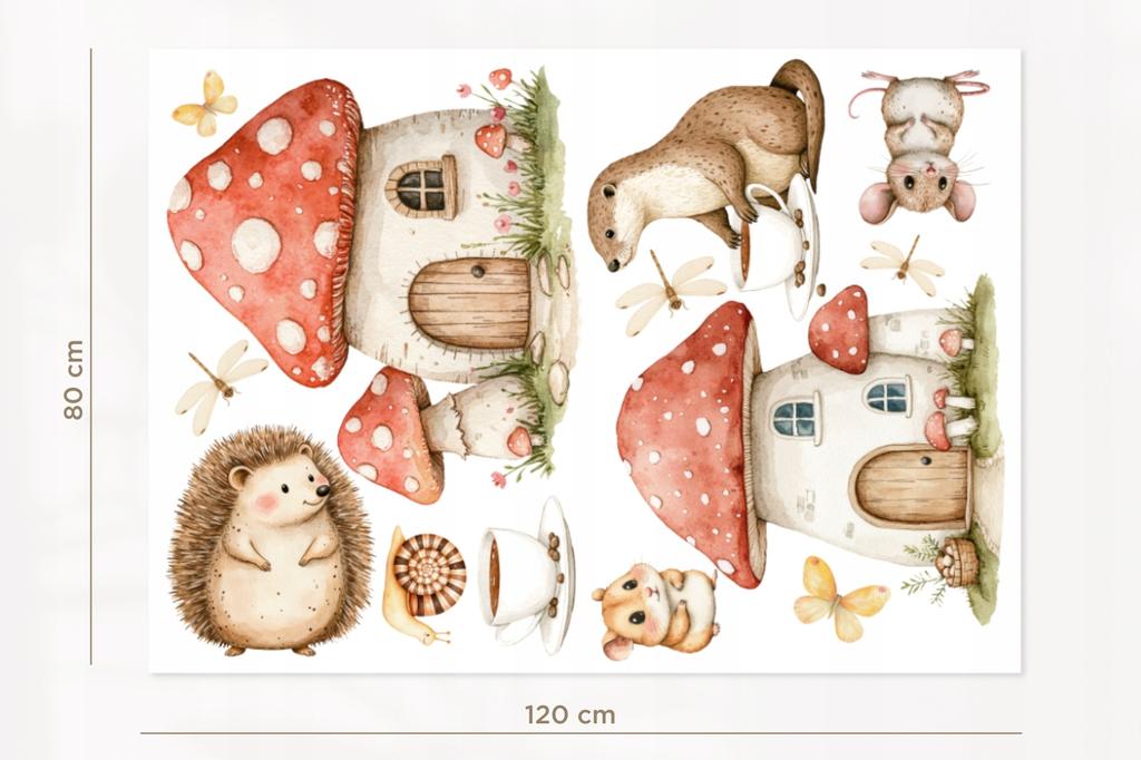 Forest Village Animals Mushrooms Wall Stickers For Children'S Room