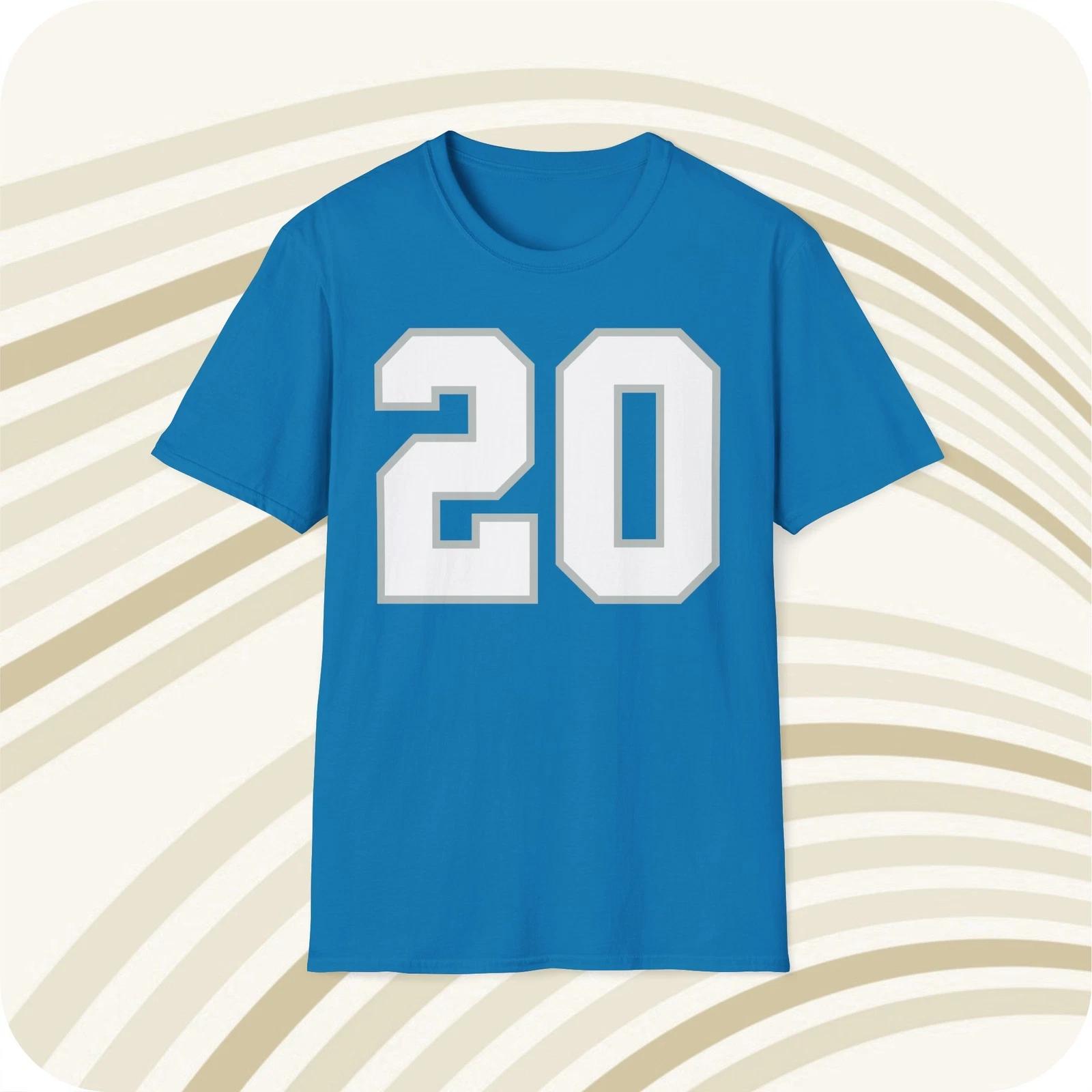 Barry Sanders #20 Detroit Lions Jersey T shirt - Front & Back Print XL