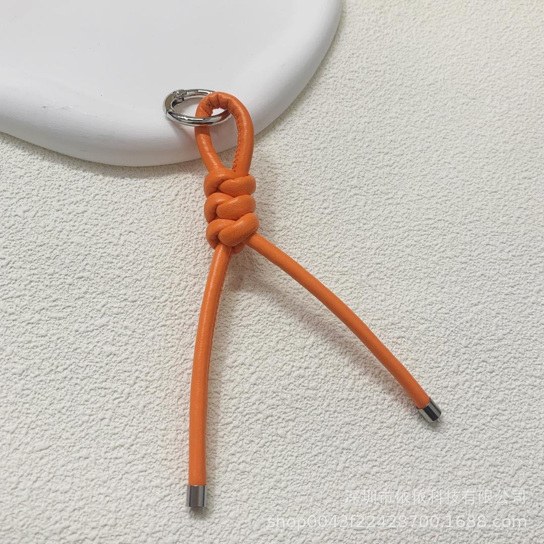

Новый DIY кожаный брелок-подвеска нишевый простой конфетный цвет кожаная веревка плетеный подвеска для сумки универсальный повседневный оранжевый