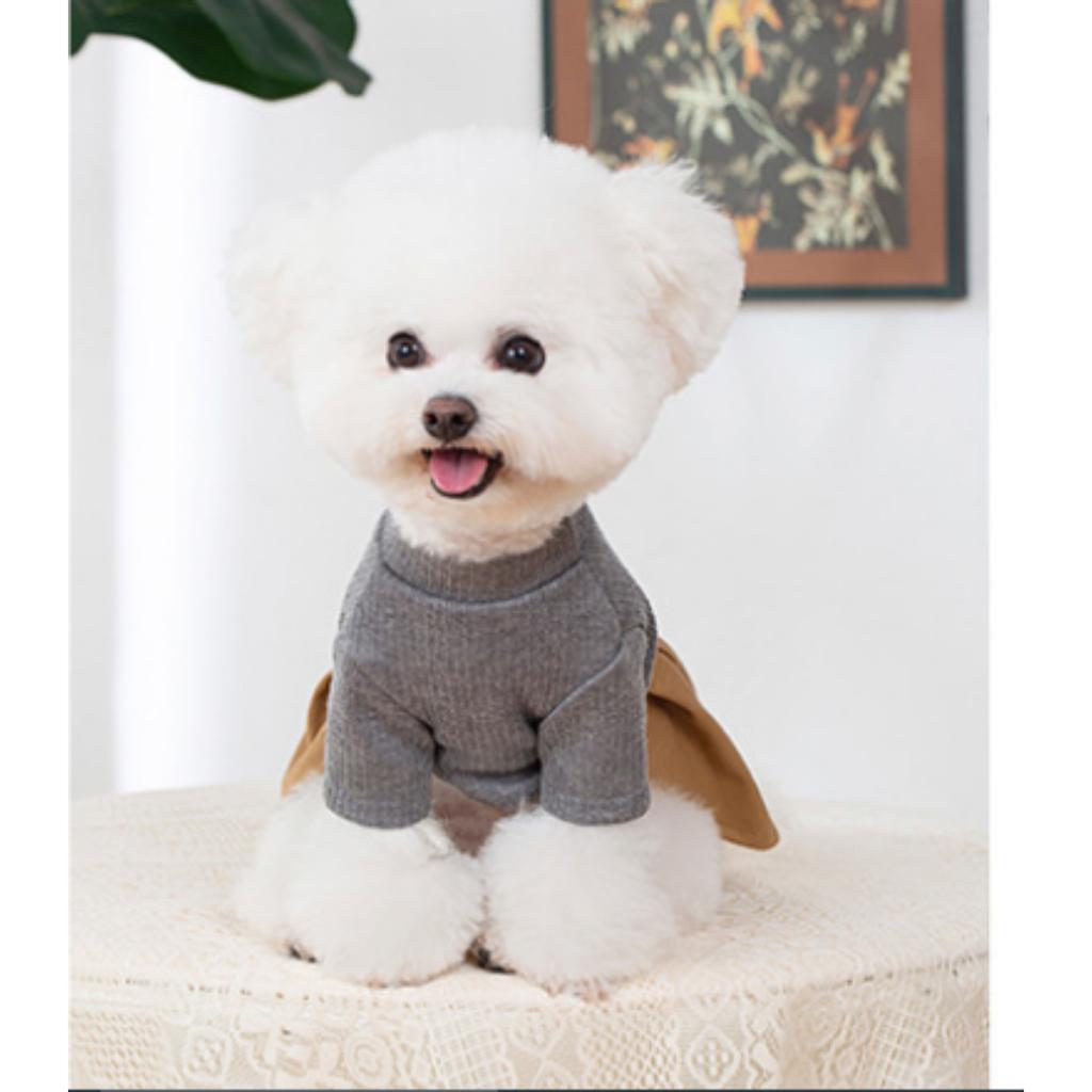 Spring and Autumn British Style Coat for Dogs Cat Clothes Puppy Lovers Pleated Skirt Pet-style Patchwork Dress