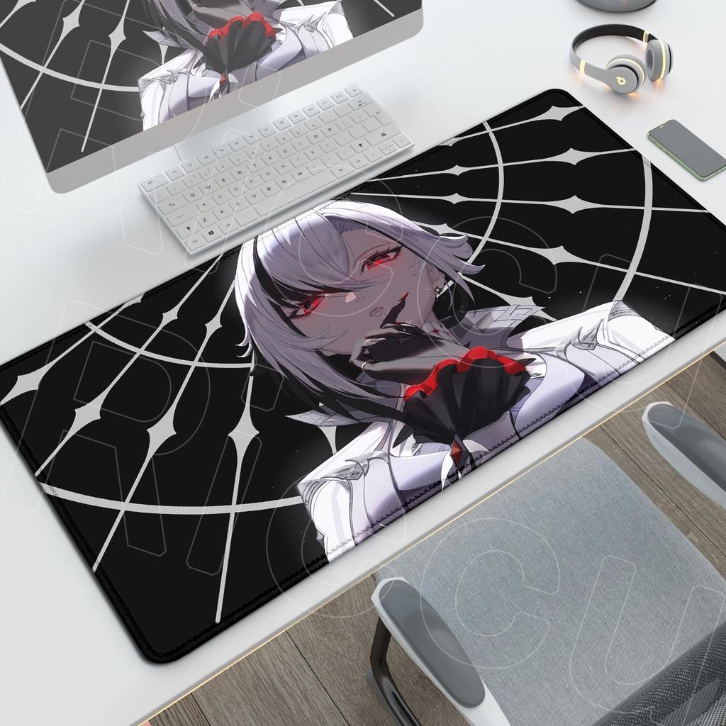 Genshin Impact Arlecchino Mouse Pad HD Grande per Computer Uffici Accessori Antiscivolo Anime Durevole Deskmat Bordo Bloccato Tappeti per Tastiera