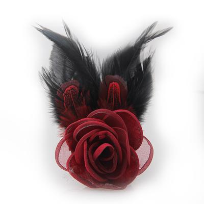 Handmade Fabric Cloth Art Flower Feather Brooch Pin Jewelry Luxury Clothing Wearing Corsage Brooches For Women Accessories