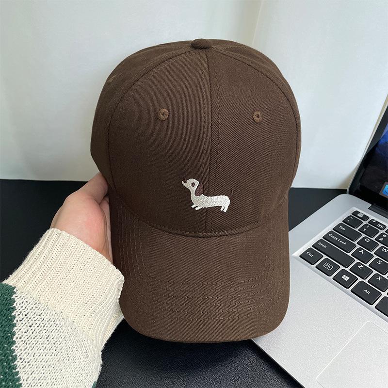 Cute cartoon puppy embroidered cap high quality wide brim show face small men and women spring and summer versatile baseball cap
