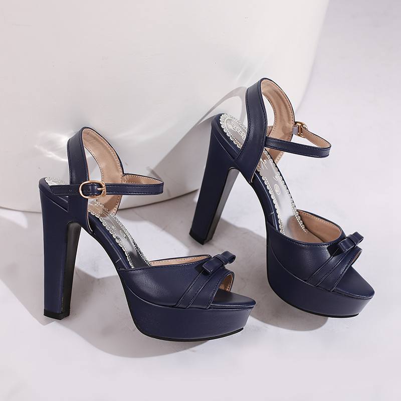 Krazing Pot Polyurethane Super High Heels Summer Size 43 Size 42 Size 50 Butterfly-knot Women Peep Toe Sandals