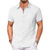 Summer New Cotton Linen Shirt for Men Breathable Lightweight Turn Down Collar Male Stylish Short Sleeve Shirts Fashion Clothing
