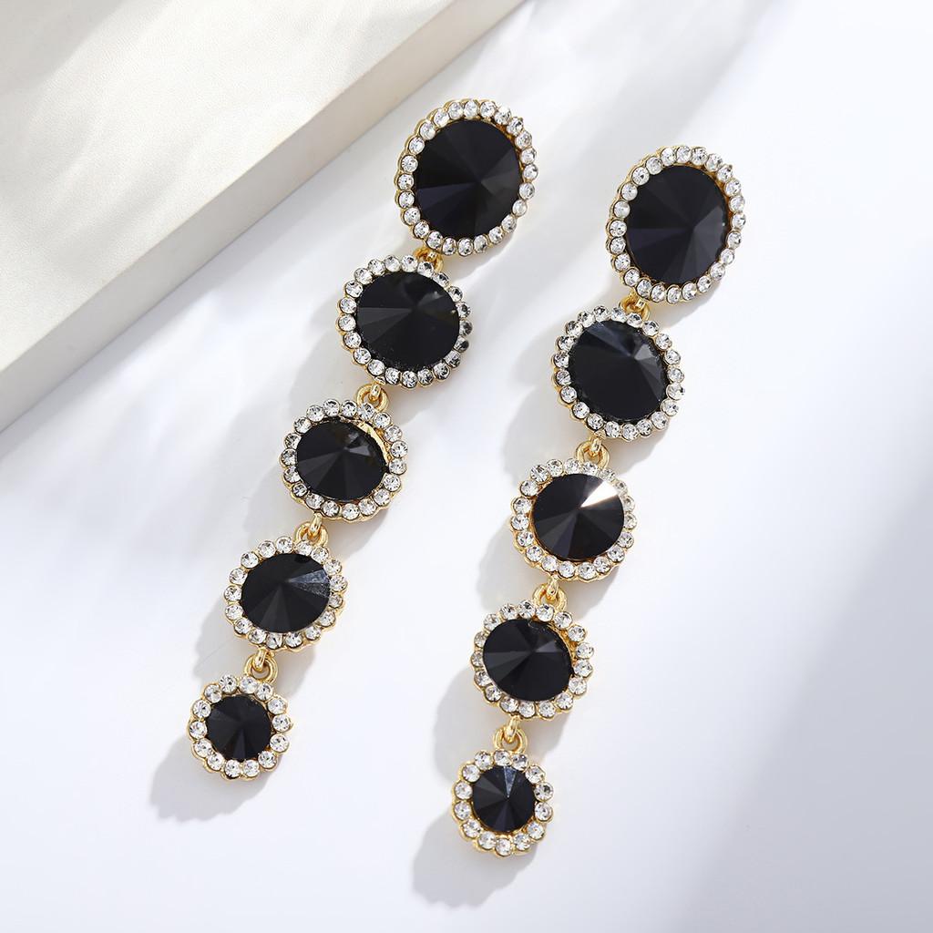 Geometric Style Drop Earrings For Women Alloy Crystal Tassel Fashion Jewelry