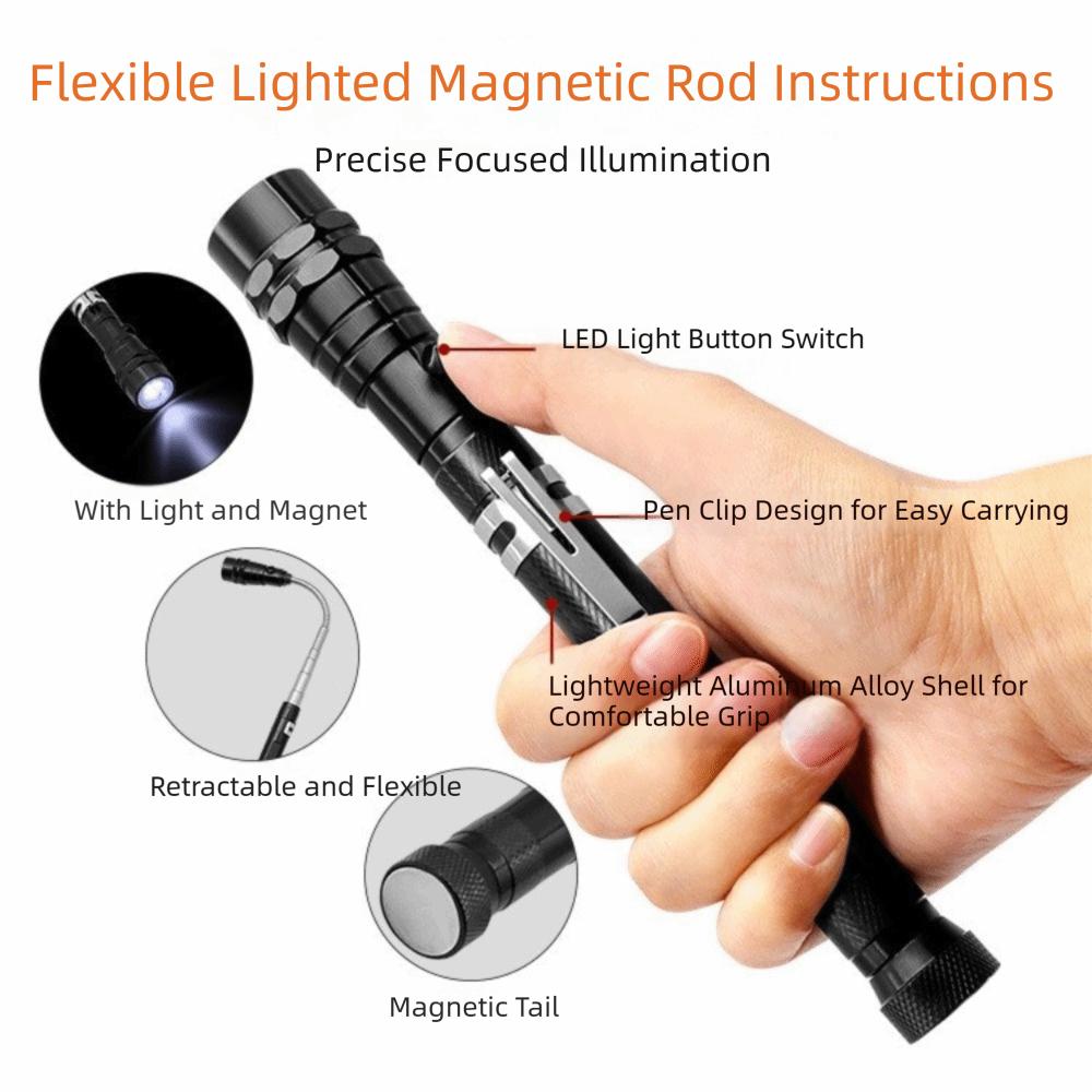 360 Degree Rotation Magnetic LED Work Light Flexible Design Long Goose Neck Telescopic Flashlight Metal Hose Construction