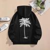 Women's Coconut Tree Print Casual Hoodie, Long Sleeve Sweatshirt with Pockets, Autumn Style.